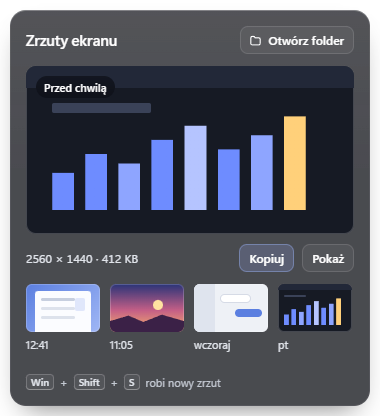 Wizualizacja widgetu: Zrzuty ekranu